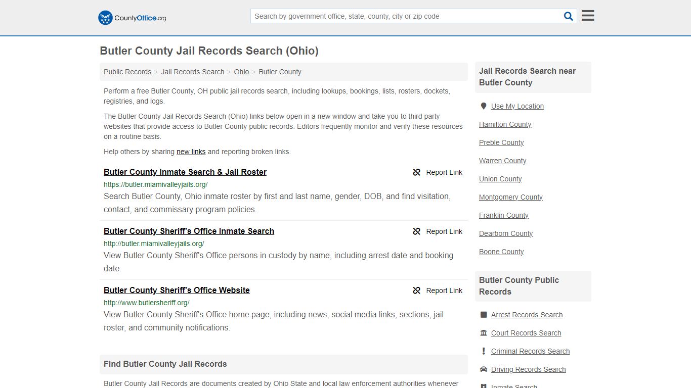 Jail Records Search - Butler County, OH (Jail Rosters & Records)